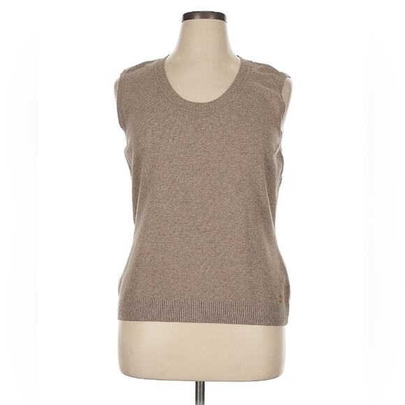 Escada Wool Blend Taupe Cream Sleeveless Sweater Vest XL Designer NWT Neutral - Picture 1 of 15